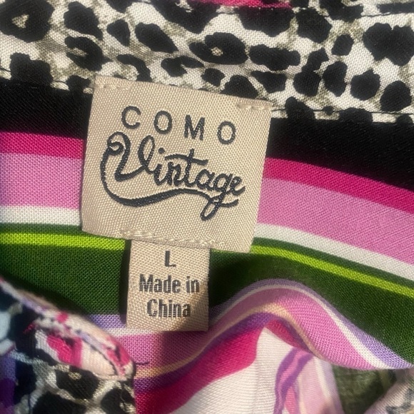 COMO Vintage top women’s size L purple artsy art to wear mixed media tunic - Picture 4 of 7